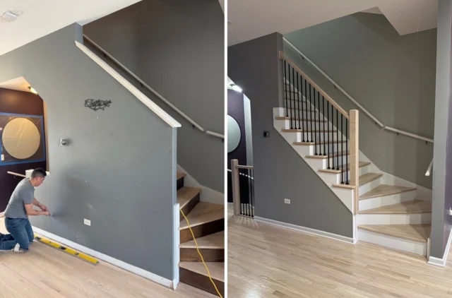 From dated to dynamic! ✨ Check out this stunning staircase transformation by Vasile’s Flooring — fresh treads, crisp risers, and sleek new railings that completely elevate the space. 

Ready to upgrade your stairs? Let’s talk! 👷‍♂️🔨 

#VasilesFlooring #StaircaseMakeover #ChicagoFlooringExperts #BeforeAndAfter